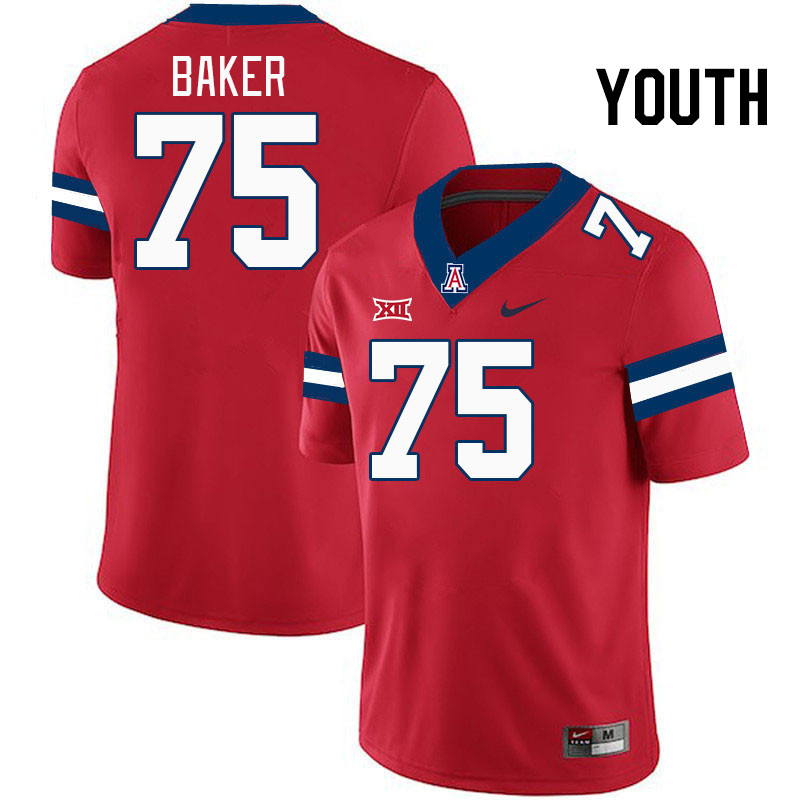 Youth #75 Josh Baker Arizona Wildcats Big 12 Conference College Football Jerseys Stitched-Red